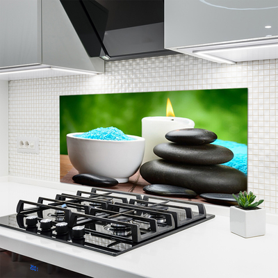 Kitchen Splashback Shell candle stones art white black