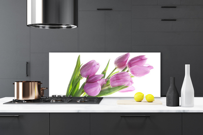 Kitchen Splashback Tulips floral pink green