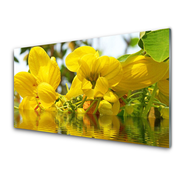 Kitchen Splashback Flowers floral yellow