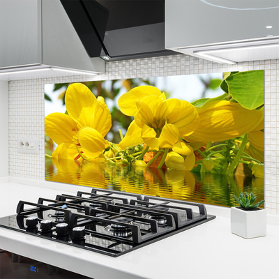 Kitchen Splashback Flowers floral yellow