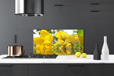 Kitchen Splashback Flowers floral yellow