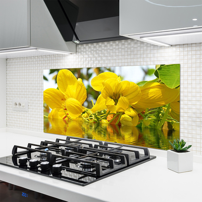 Kitchen Splashback Flowers floral yellow