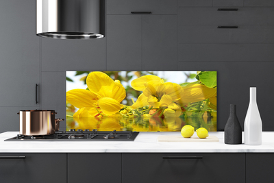 Kitchen Splashback Flowers floral yellow