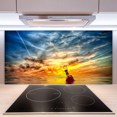 Kitchen Splashback Abstract art yellow blue red