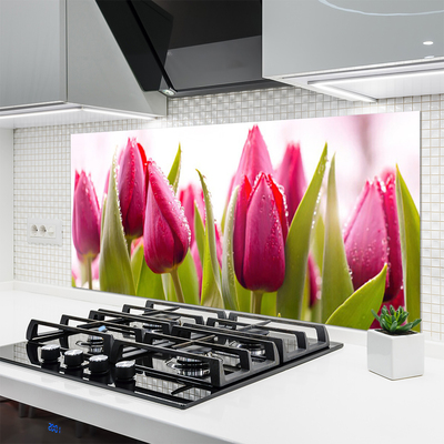 Kitchen Splashback Tulips floral red