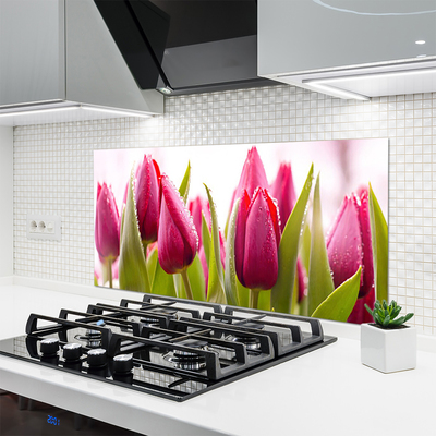 Kitchen Splashback Tulips floral red