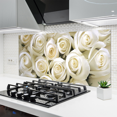 Kitchen Splashback Roses floral white