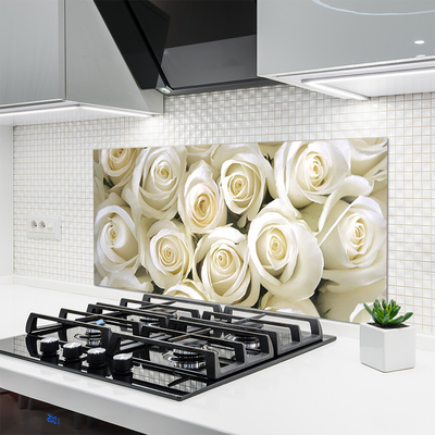 Kitchen Splashback Roses floral white