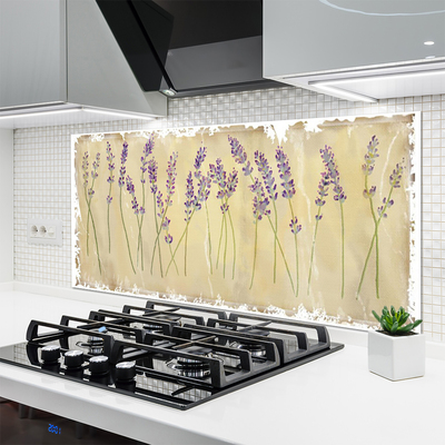 Kitchen Splashback Flowers floral purple