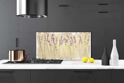 Kitchen Splashback Flowers floral purple