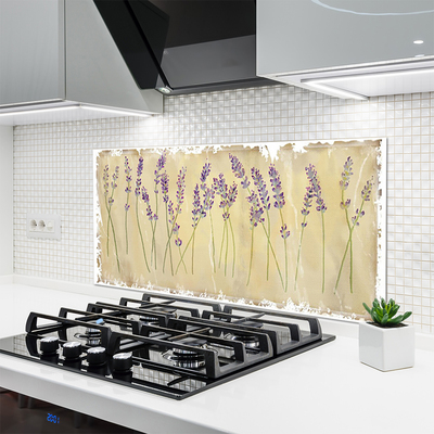 Kitchen Splashback Flowers floral purple