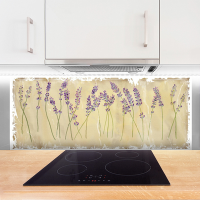 Kitchen Splashback Flowers floral purple