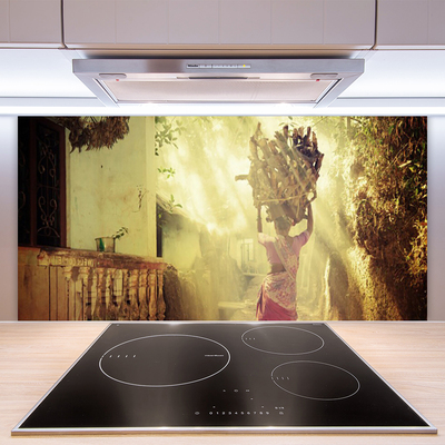 Kitchen Splashback Women people yellow brown