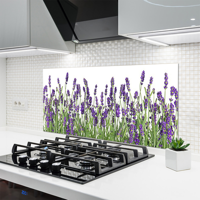 Kitchen Splashback Flowers floral purple