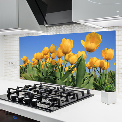 Kitchen Splashback Tulips floral yellow