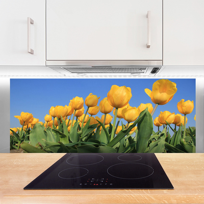 Kitchen Splashback Tulips floral yellow