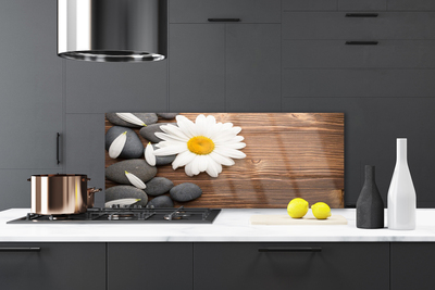 Kitchen Splashback Daisy stones floral yellow white grey