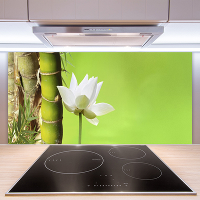 Kitchen Splashback Bamboo stalk flower floral green white