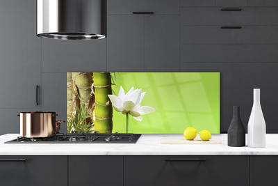 Kitchen Splashback Bamboo stalk flower floral green white