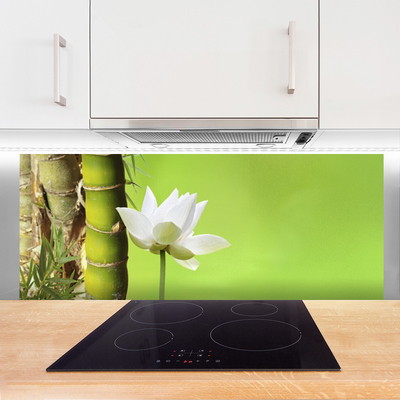 Kitchen Splashback Bamboo stalk flower floral green white