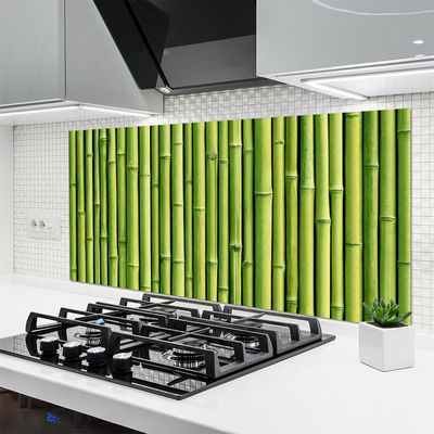 Kitchen Splashback Bamboo canes floral green