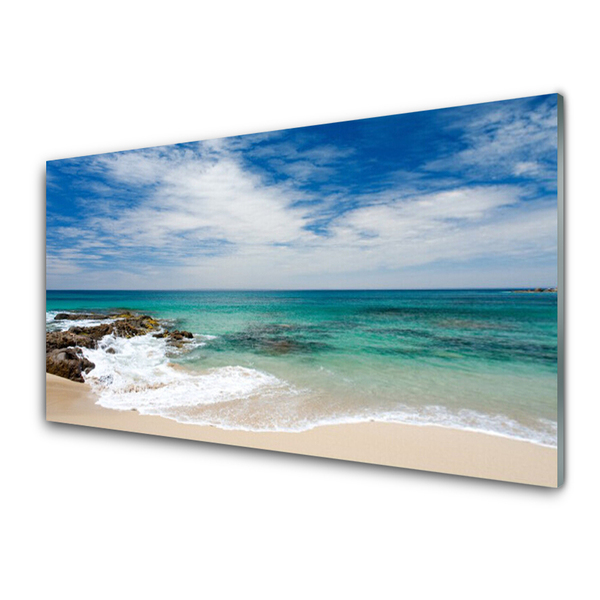 Kitchen Splashback Beach sea landscape white blue