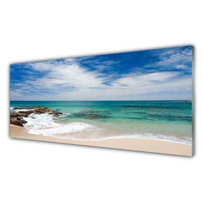 Kitchen Splashback Beach sea landscape white blue