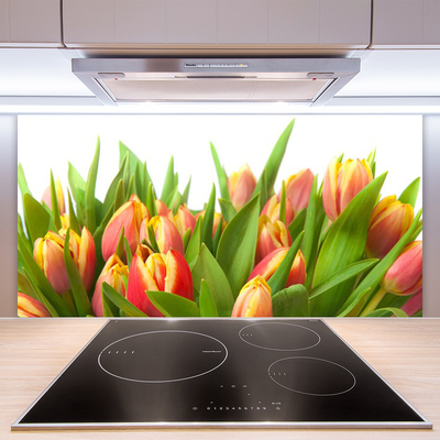 Kitchen Splashback Tulips floral orange yellow