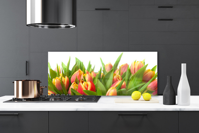 Kitchen Splashback Tulips floral orange yellow