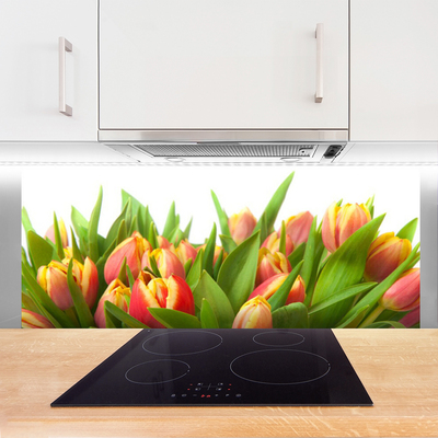 Kitchen Splashback Tulips floral orange yellow