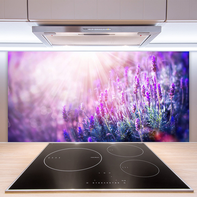 Kitchen Splashback Flowers floral pink purple