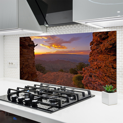 Kitchen Splashback Rock landscape brown