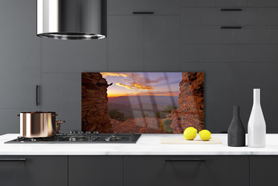 Kitchen Splashback Rock landscape brown