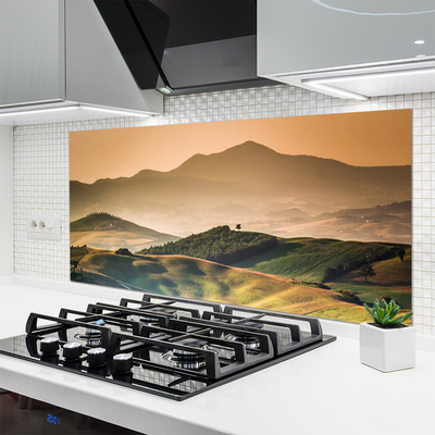 Kitchen Splashback Mountains landscape yellow green