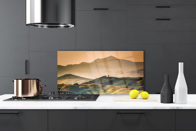 Kitchen Splashback Mountains landscape yellow green