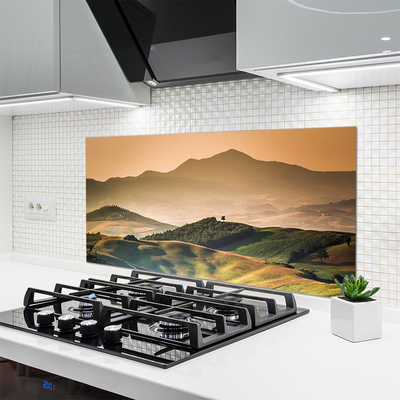 Kitchen Splashback Mountains landscape yellow green