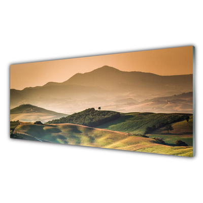 Kitchen Splashback Mountains landscape yellow green