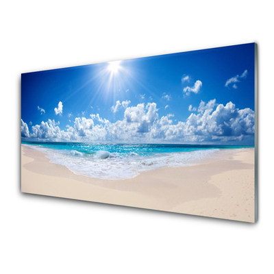 Kitchen Splashback Beach sea sun landscape white blue
