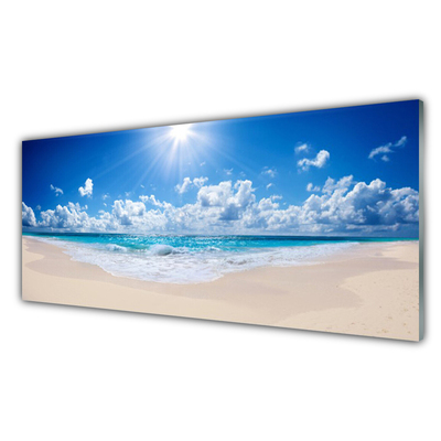 Kitchen Splashback Beach sea sun landscape white blue