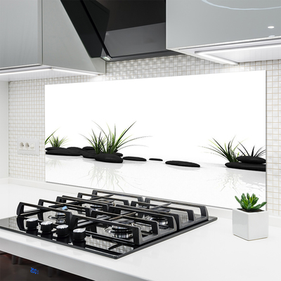 Kitchen Splashback Grass stones art black green