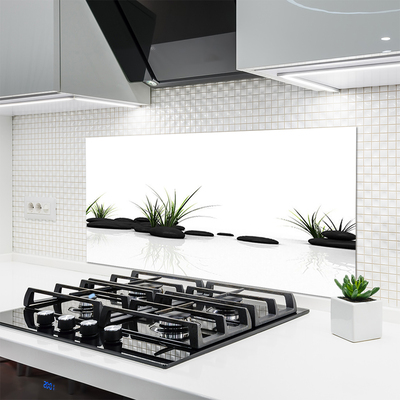 Kitchen Splashback Grass stones art black green