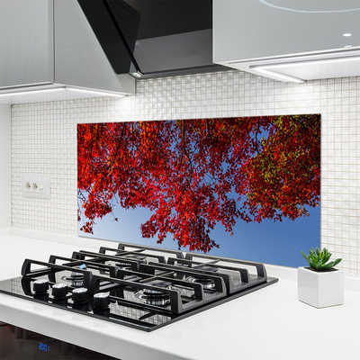 Kitchen Splashback Branches leaves floral brown