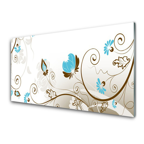 Kitchen Splashback Abstract art brown blue white grey