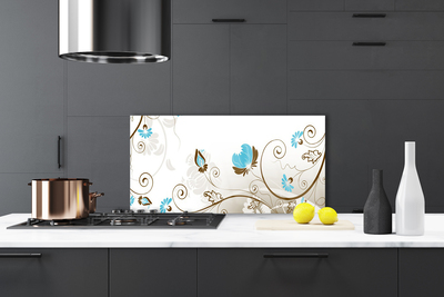 Kitchen Splashback Abstract art brown blue white grey