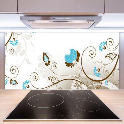 Kitchen Splashback Abstract art brown blue white grey