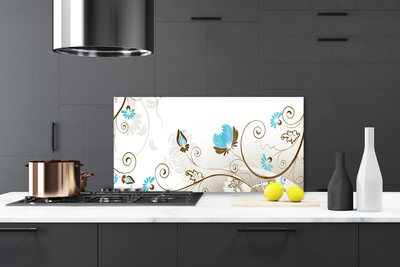 Kitchen Splashback Abstract art brown blue white grey