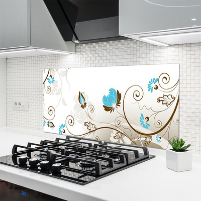 Kitchen Splashback Abstract art brown blue white grey