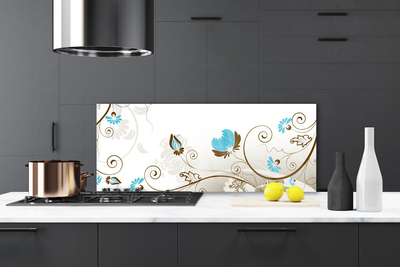 Kitchen Splashback Abstract art brown blue white grey