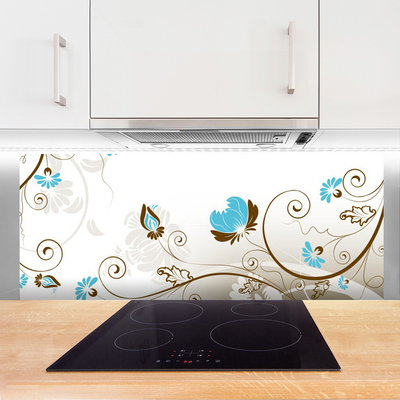 Kitchen Splashback Abstract art brown blue white grey