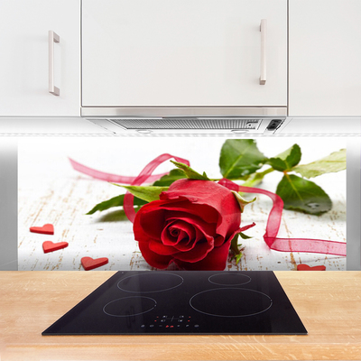 Kitchen Splashback Rose floral red